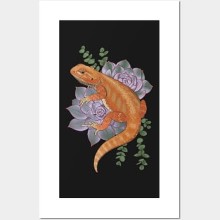 Bearded Dragon with Succulents Posters and Art